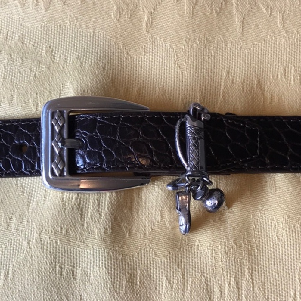 BRIGHTON belt with golf trinkets Sz 32 M/L Brown